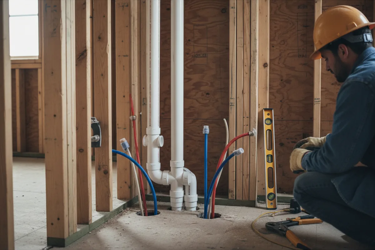 Drain and supply rough-in during Drain Cleaning in Evans
